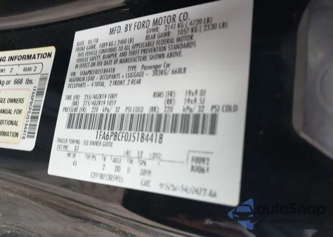 2018 Ford Mustang Gt Premium из США, поврежденный, VIN 1FA6P8CF0J5184418